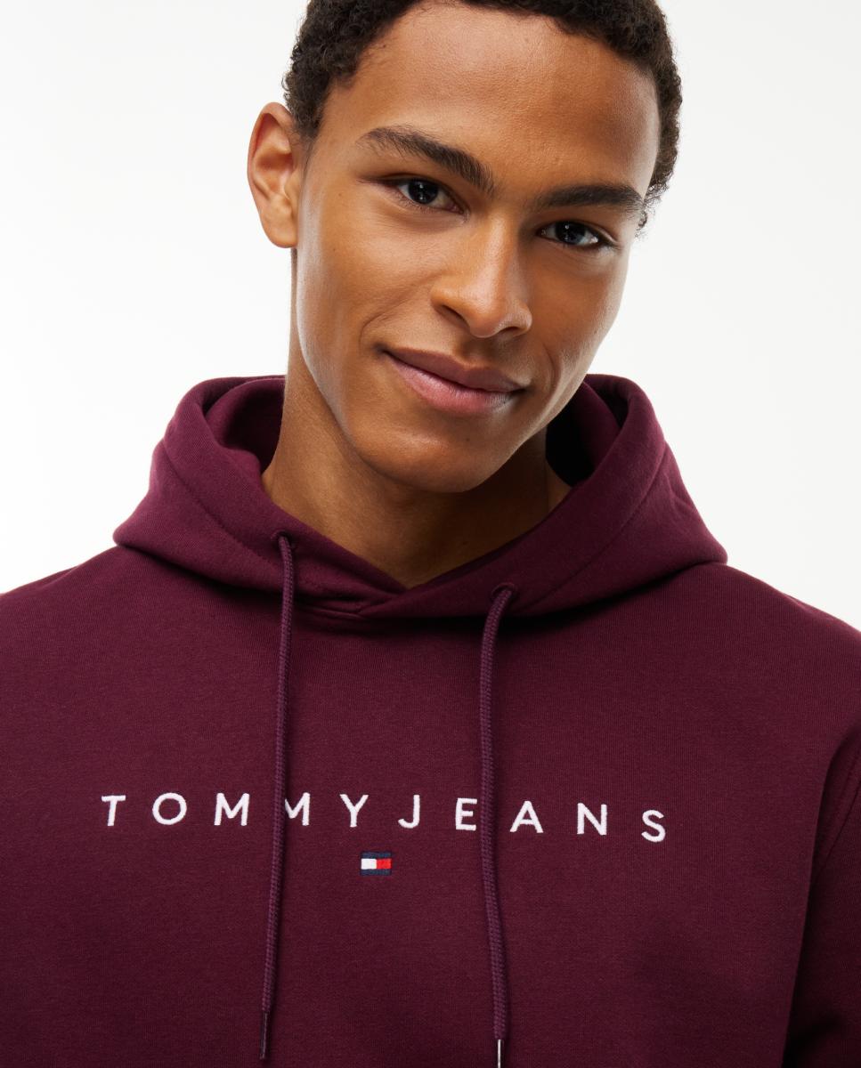 Sweatshirt com Capuz TJM Reg Linear Logo Ext Bordeaux-3