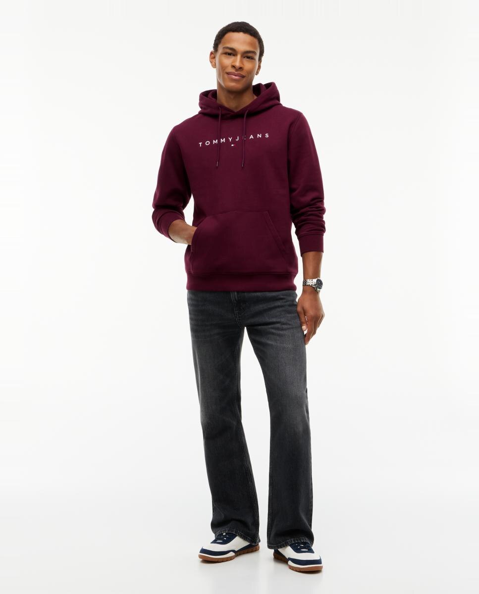 Sweatshirt com Capuz TJM Reg Linear Logo Ext Bordeaux-5