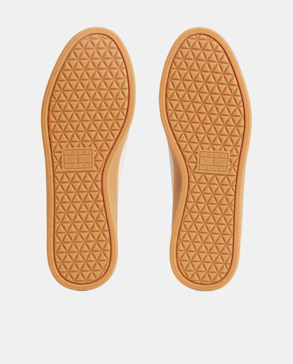 Sapatilhas Low-Top em Pele com Desenho Urbano e Sola de Borracha Branco-5