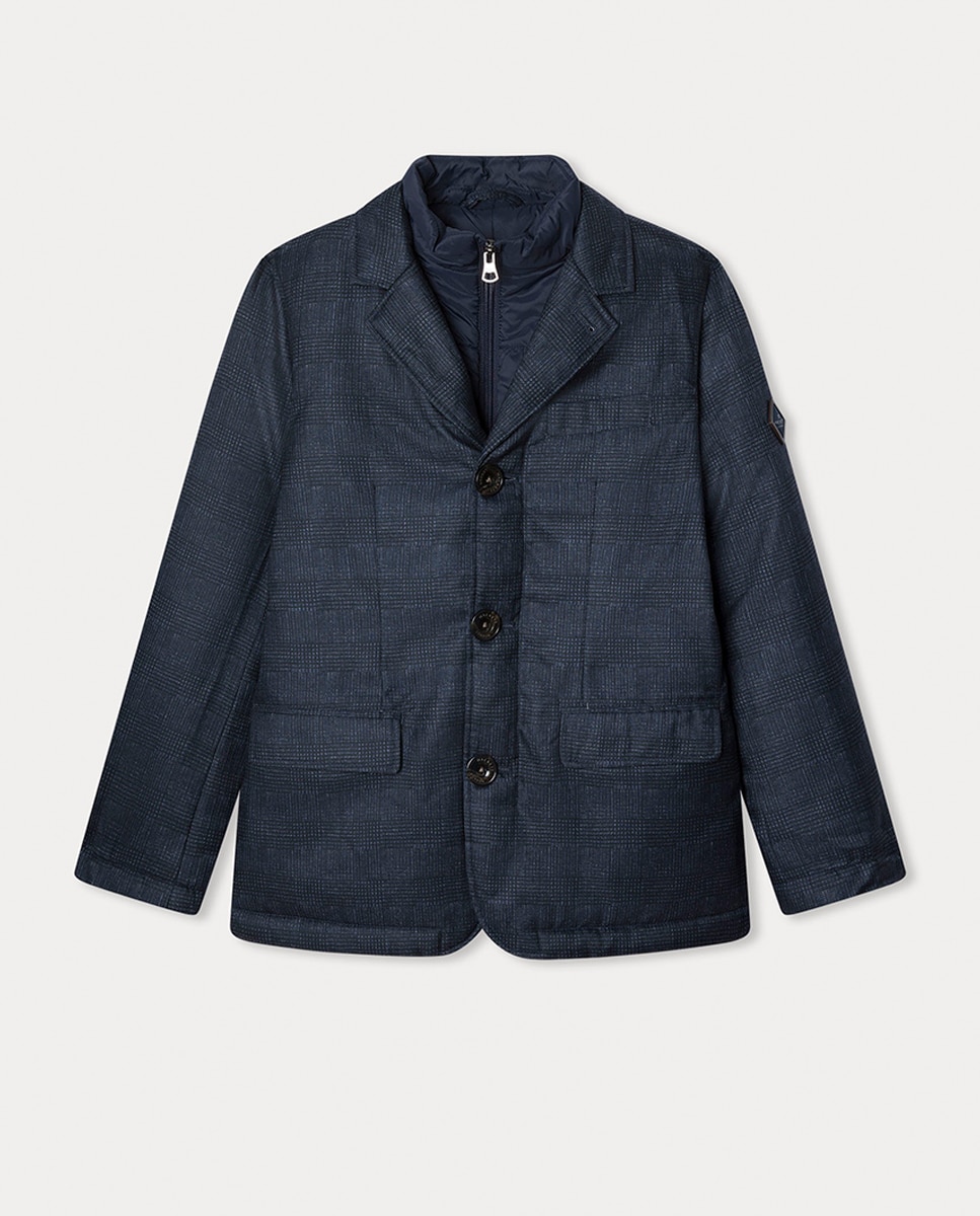 Blazer Acolchoado aos Quadrados Azul-marinho-1