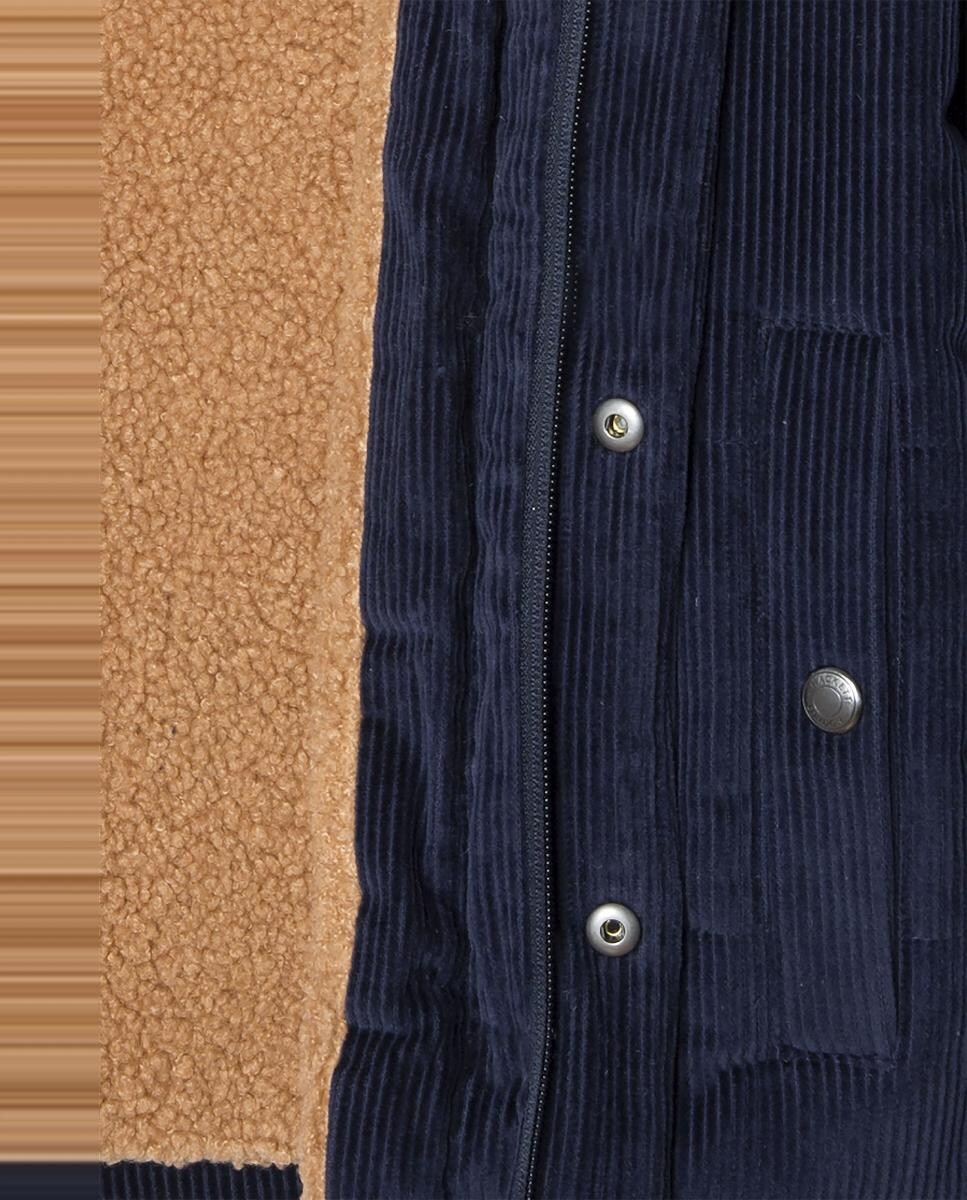 Sobretudo de Bombazina Azul-marinho-3