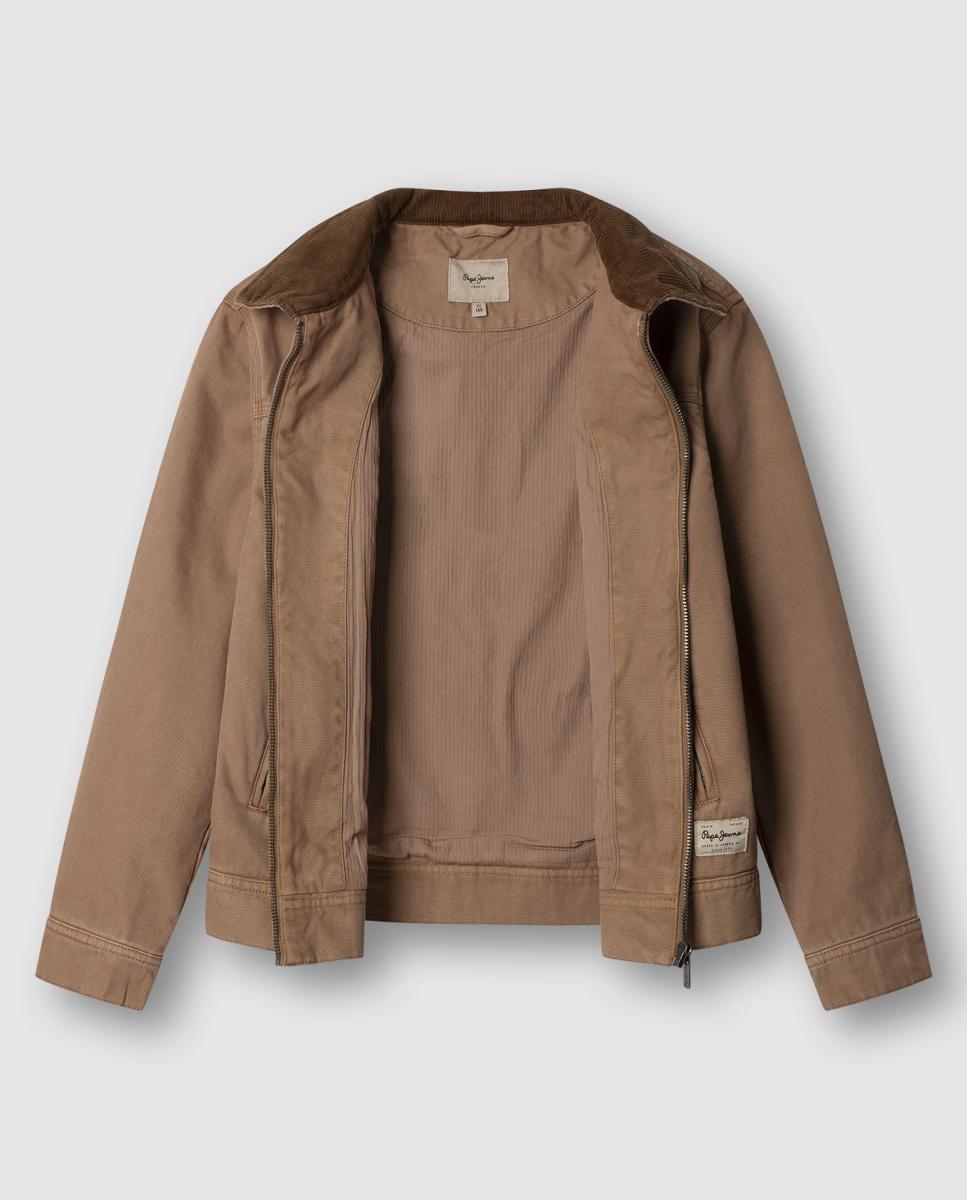 Casaco de Lona com Gola Graham Camel-3