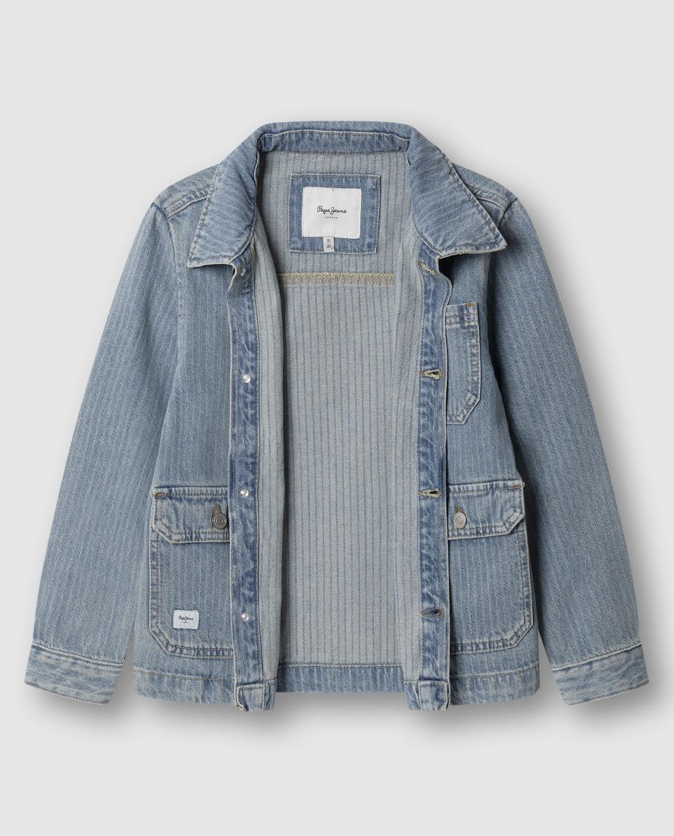 Casaco de Ganga às Riscas Melbert Azul-claro-3