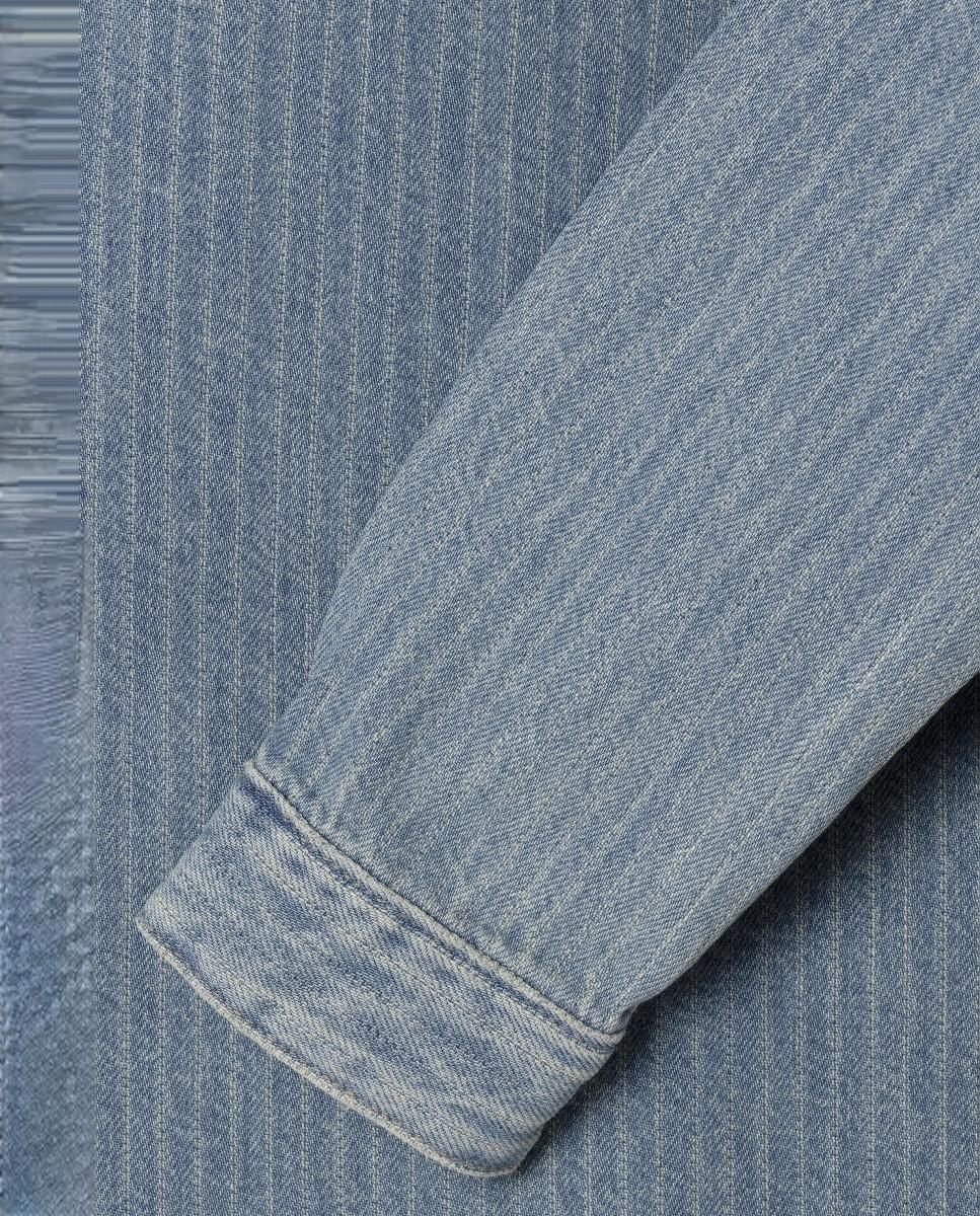 Casaco de Ganga às Riscas Melbert Azul-claro-4