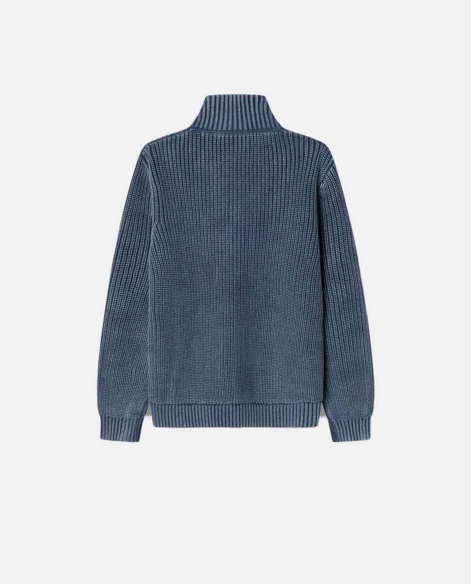 Camisola de Malha Gideon Zip Azul-índigo-2