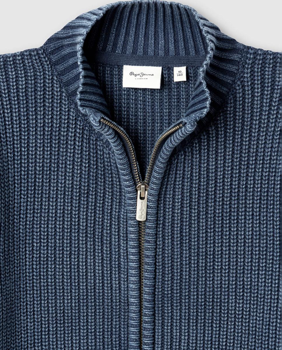 Camisola de Malha Gideon Zip Azul-índigo-3