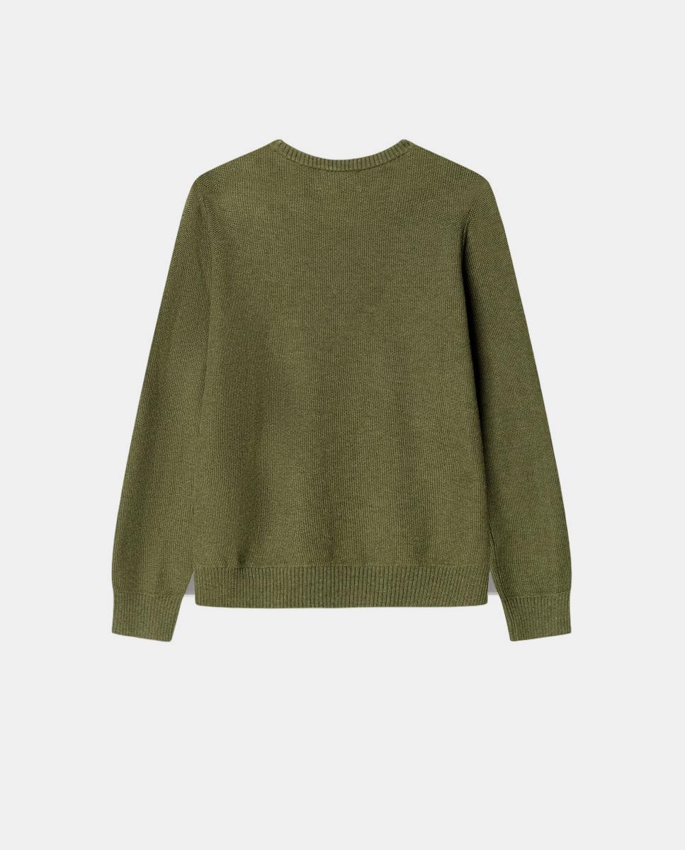 Camisola de Malha com Corte Clássico Verde-militar-2