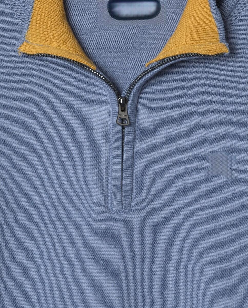 Camisola de Malha com Meio Fecho de Correr Azul-3