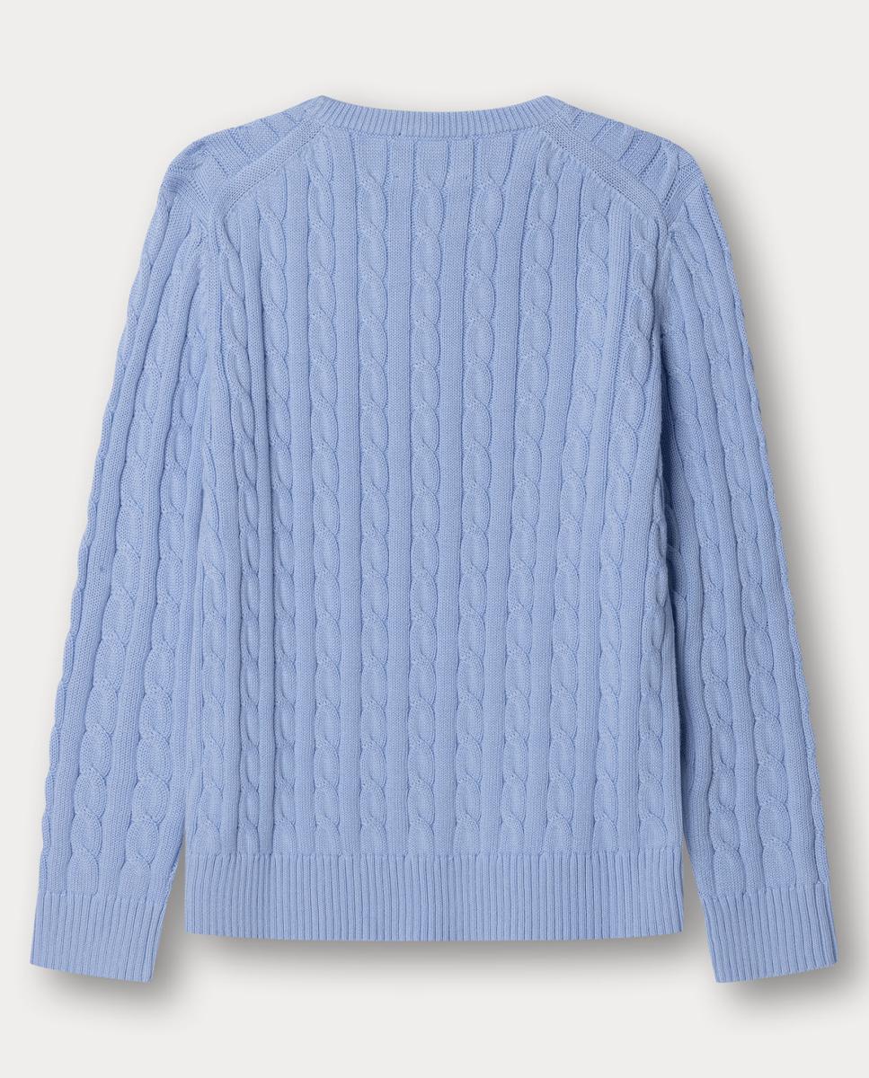Camisola de Malha de Gola Crew Cable Knit Azul-2