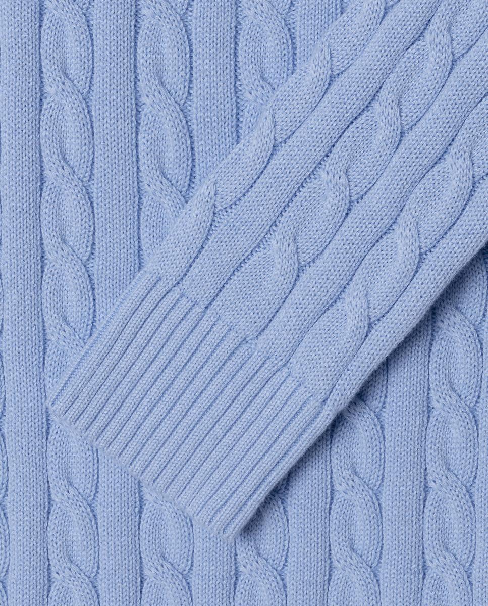Camisola de Malha de Gola Crew Cable Knit Azul-4
