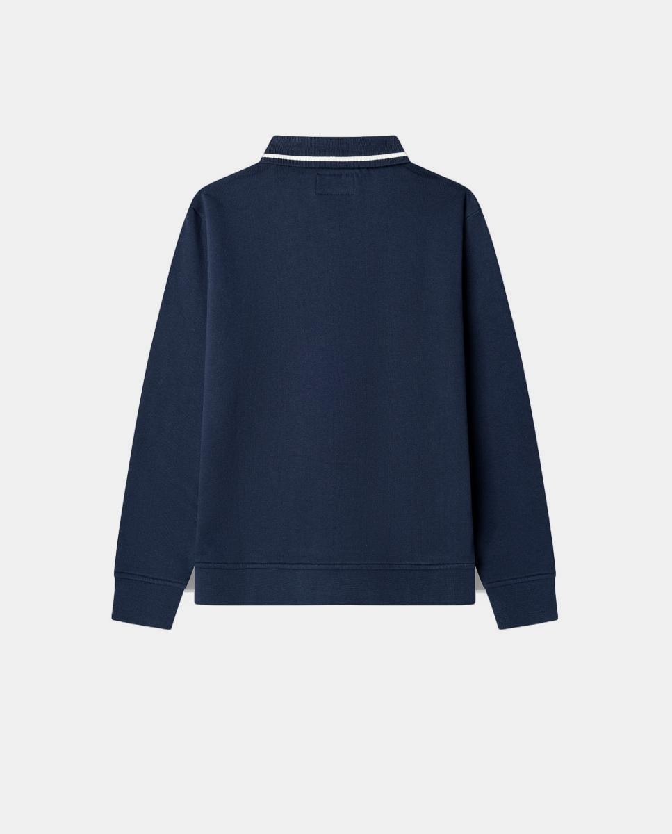 Sweatshirt com Meio Fecho de Correr Azul-marinho-2