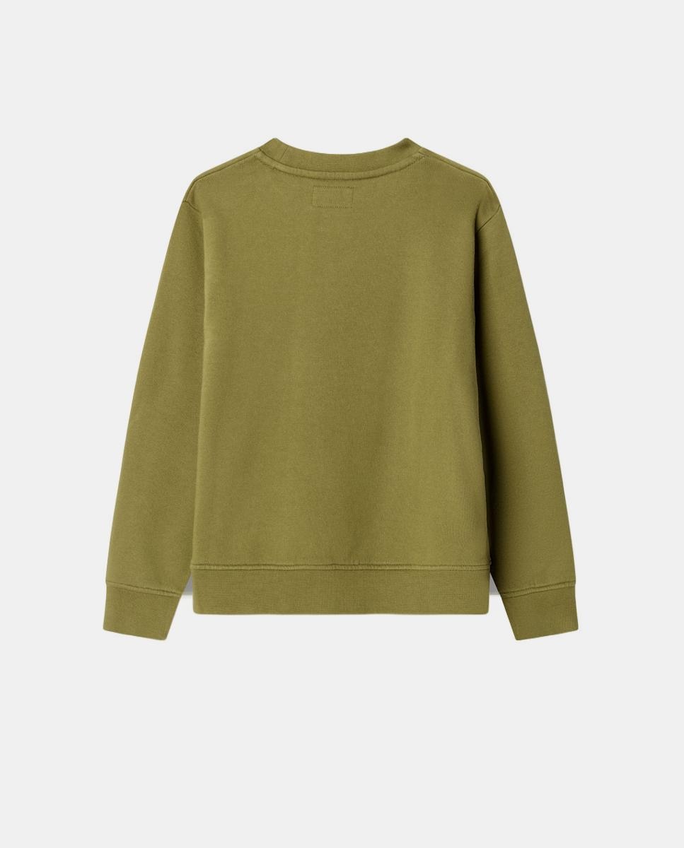 Sweatshirt com Forro Polar e Logótipo Verde-militar-2
