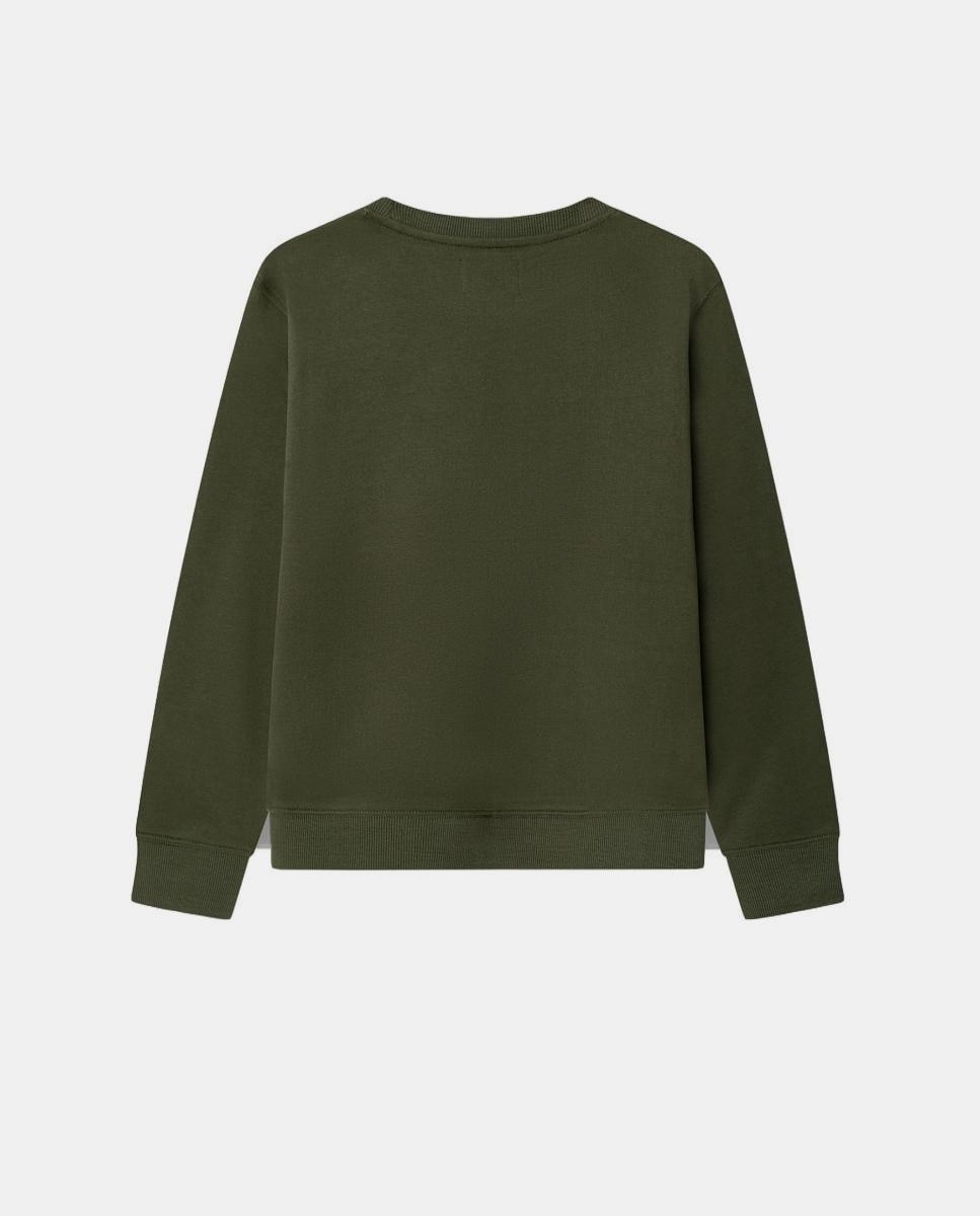 Sweatshirt Básica com Gola Redonda Verde-militar-2