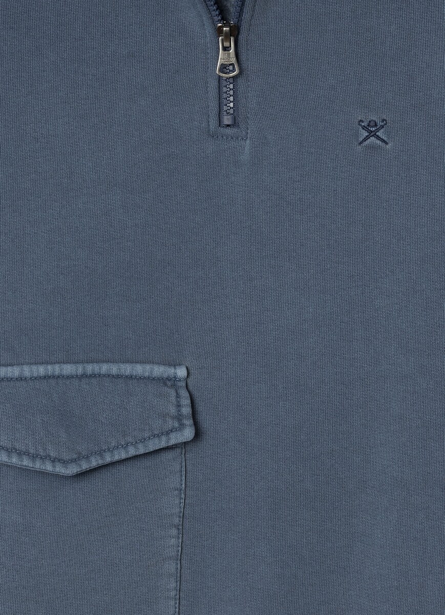 Sweatshirt com Bolso Azul-índigo-3