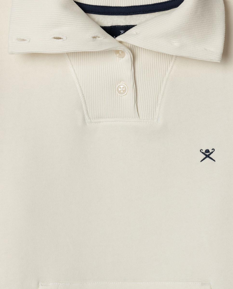 Sweatshirt com Gola Alta Creme-3