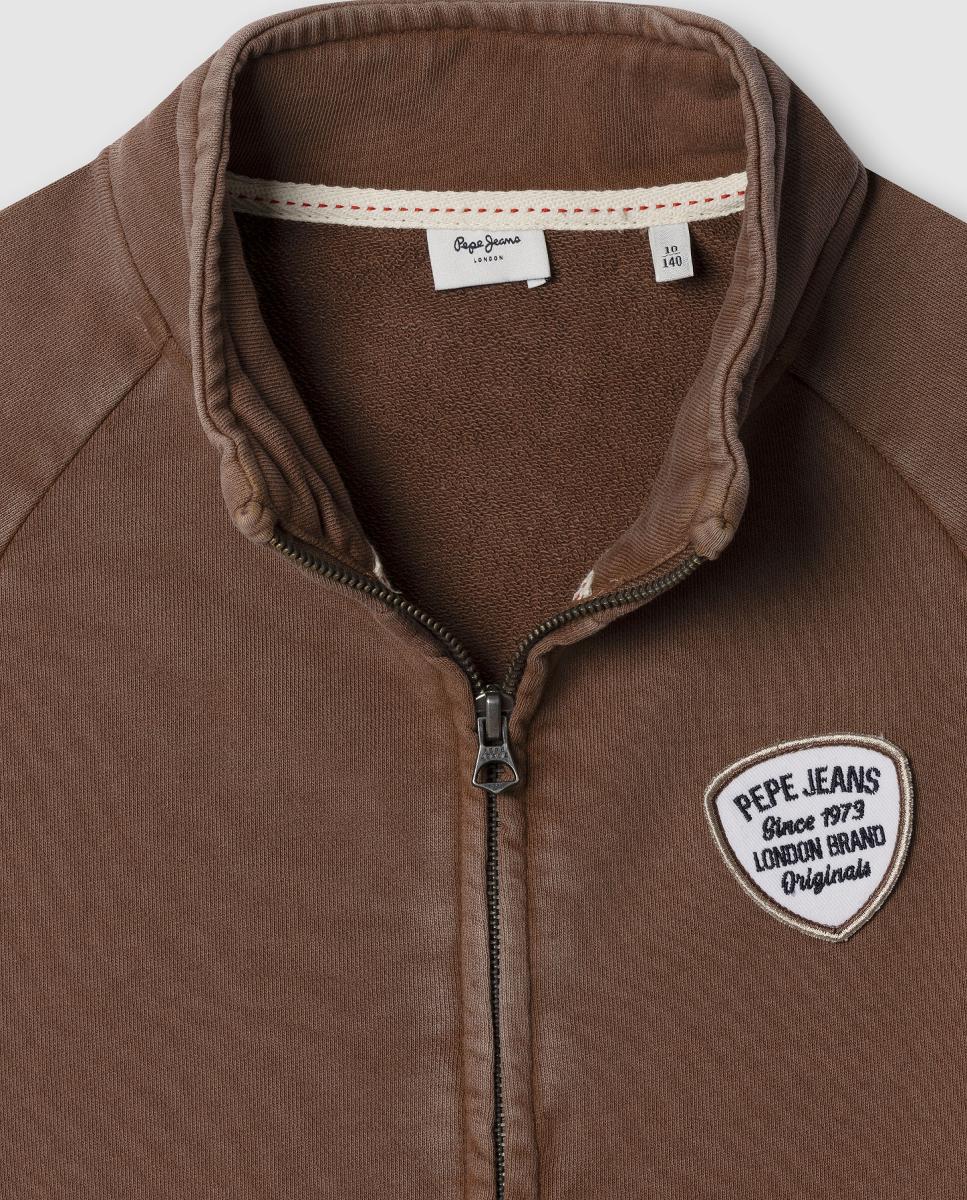 Sweatshirt com Fecho de Correr Teddy Pepe Jeans Castanho-3