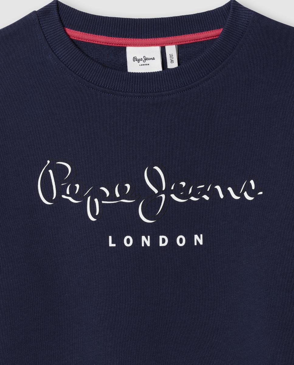 Sweatshirt com Gola Crew Michael Azul-marinho-3