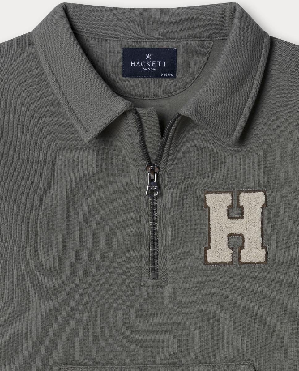 Sweatshirt de Meio Fecho de Correr com Gola Hackett Caqui-3