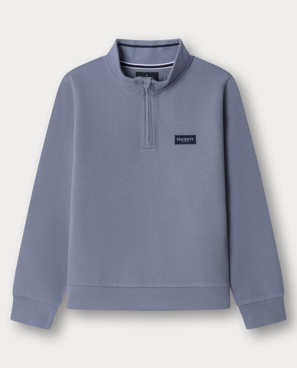 Sweatshirt de Meio Fecho de Correr Heritage Badge Azul-1