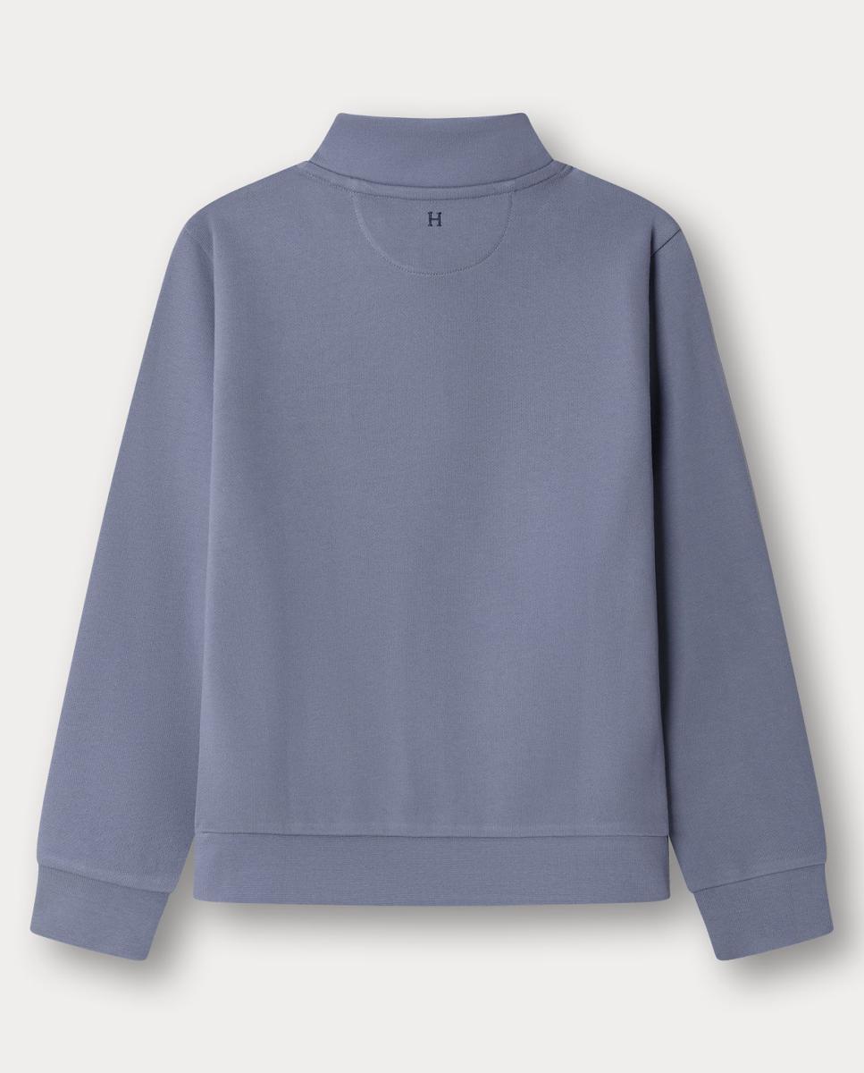 Sweatshirt de Meio Fecho de Correr Heritage Badge Azul-2