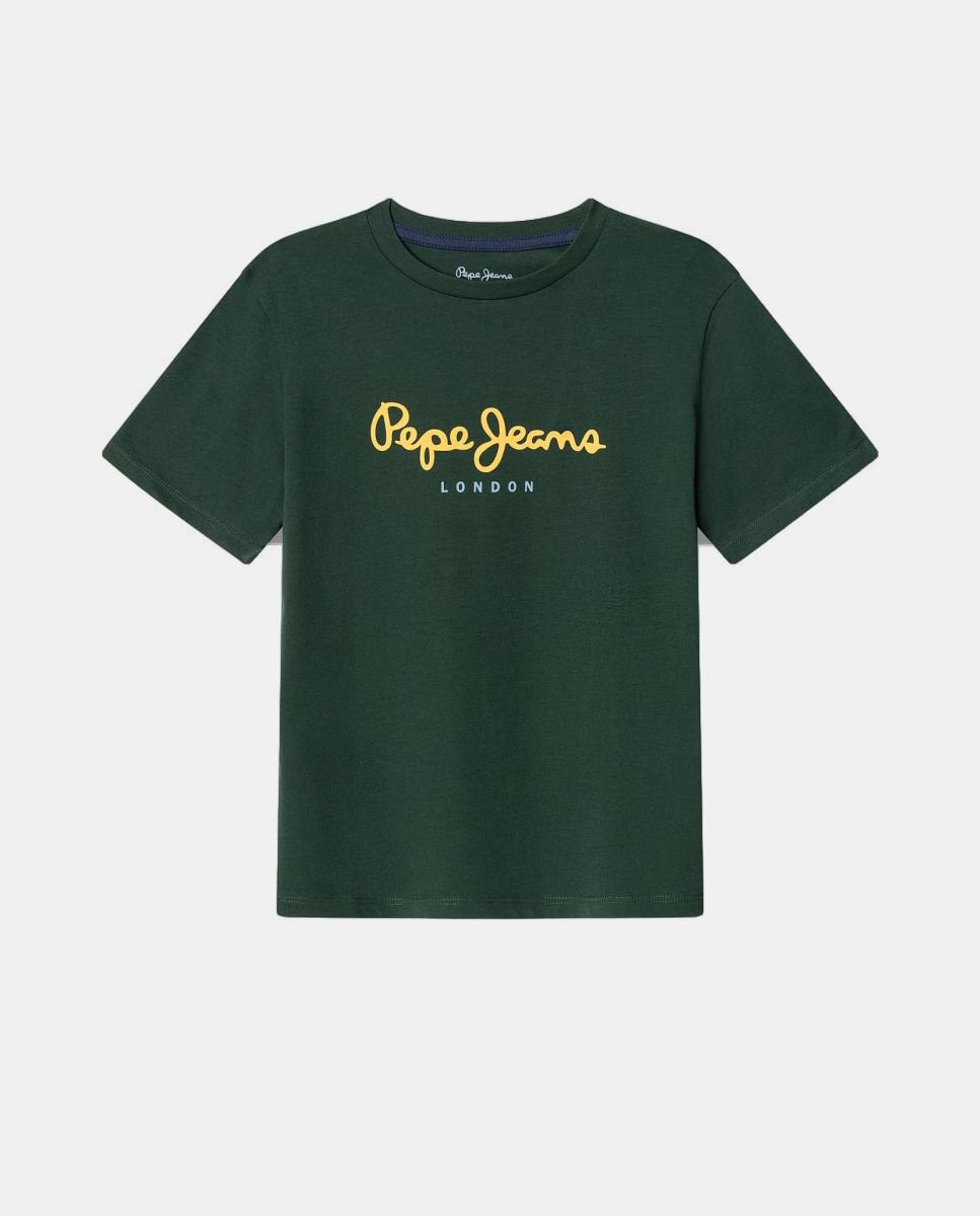 Camiseta New Art de niño - Pepe Jeans - Verde oscuro Verde oscuro-1