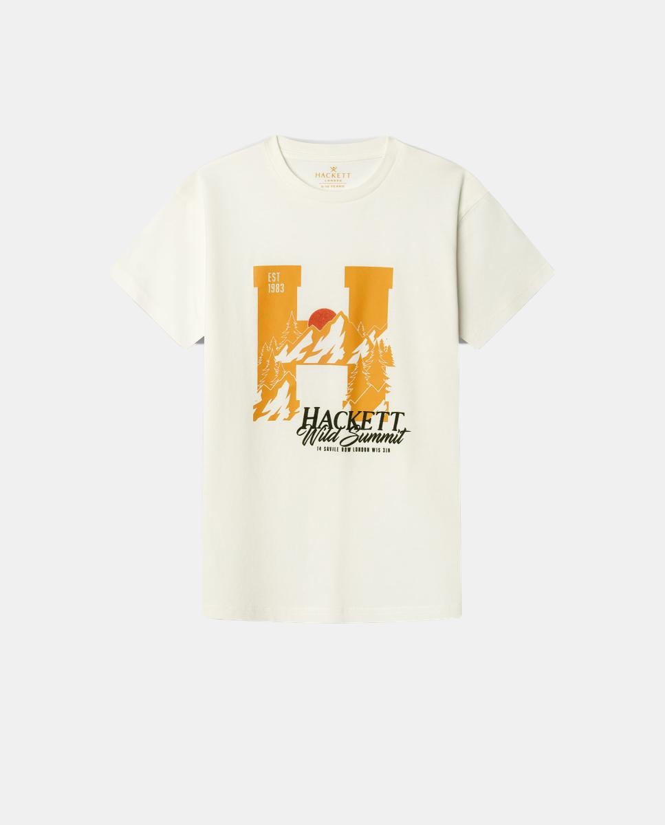 Camiseta de niño manga corta con bordado - Hackett - Blanco Blanco-1