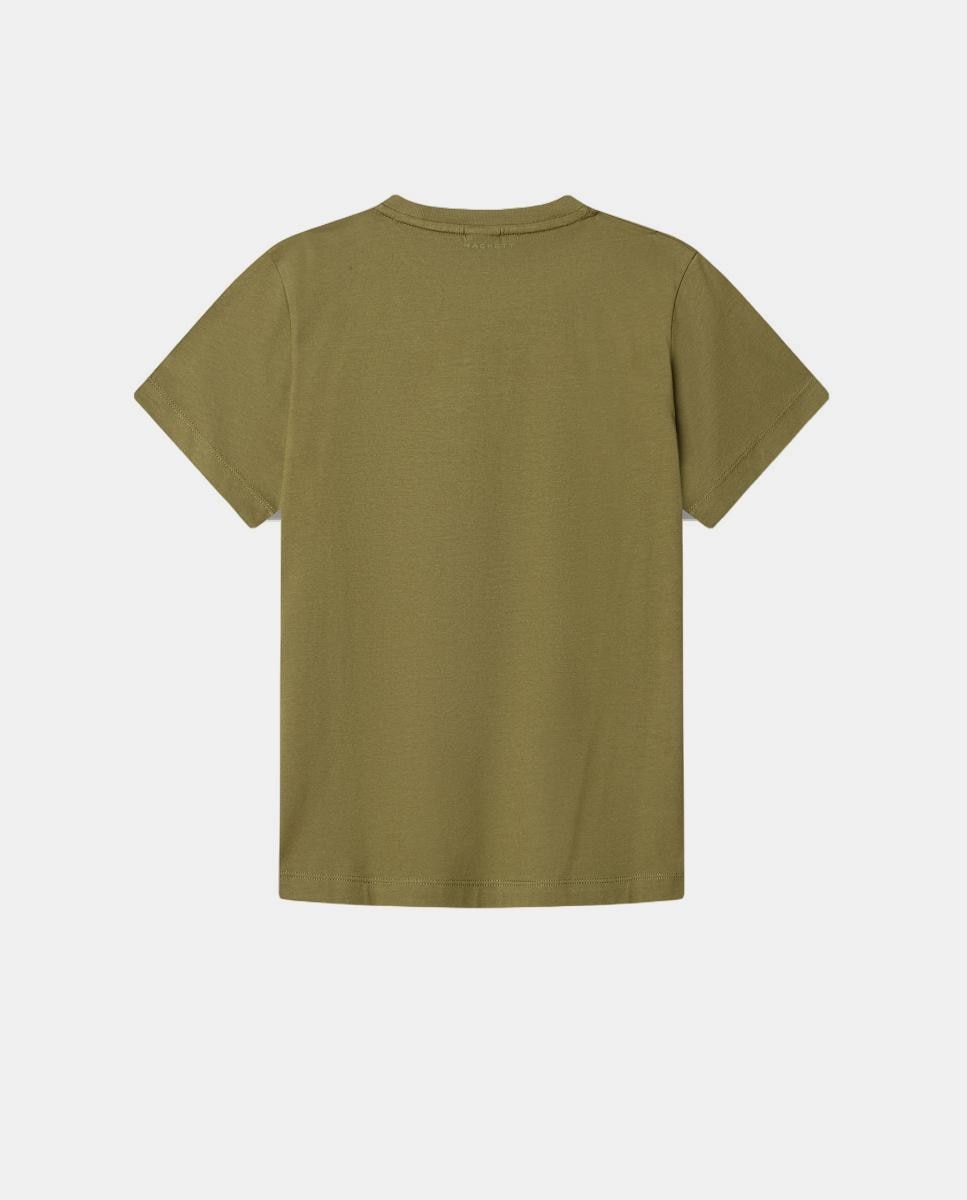 T-shirt de Manga Curta com Estampado Verde-militar-2
