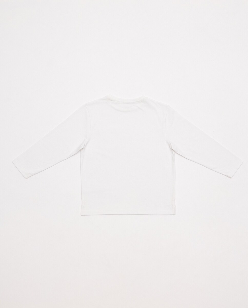 Camisola de Manga Comprida e Decote Redondo Branco-2