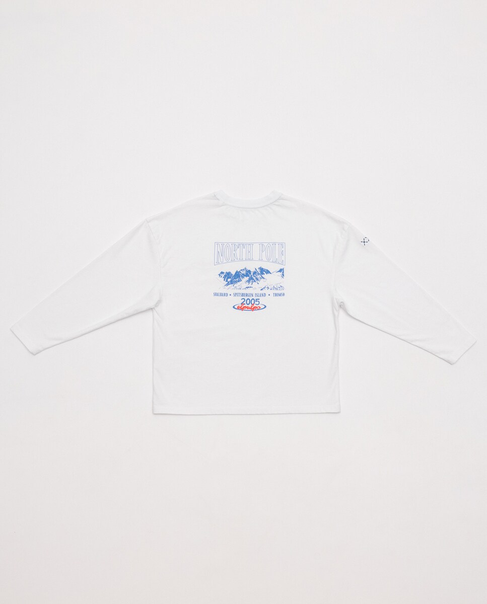 Camisola de Manga Comprida e Decote Redondo Branco-2