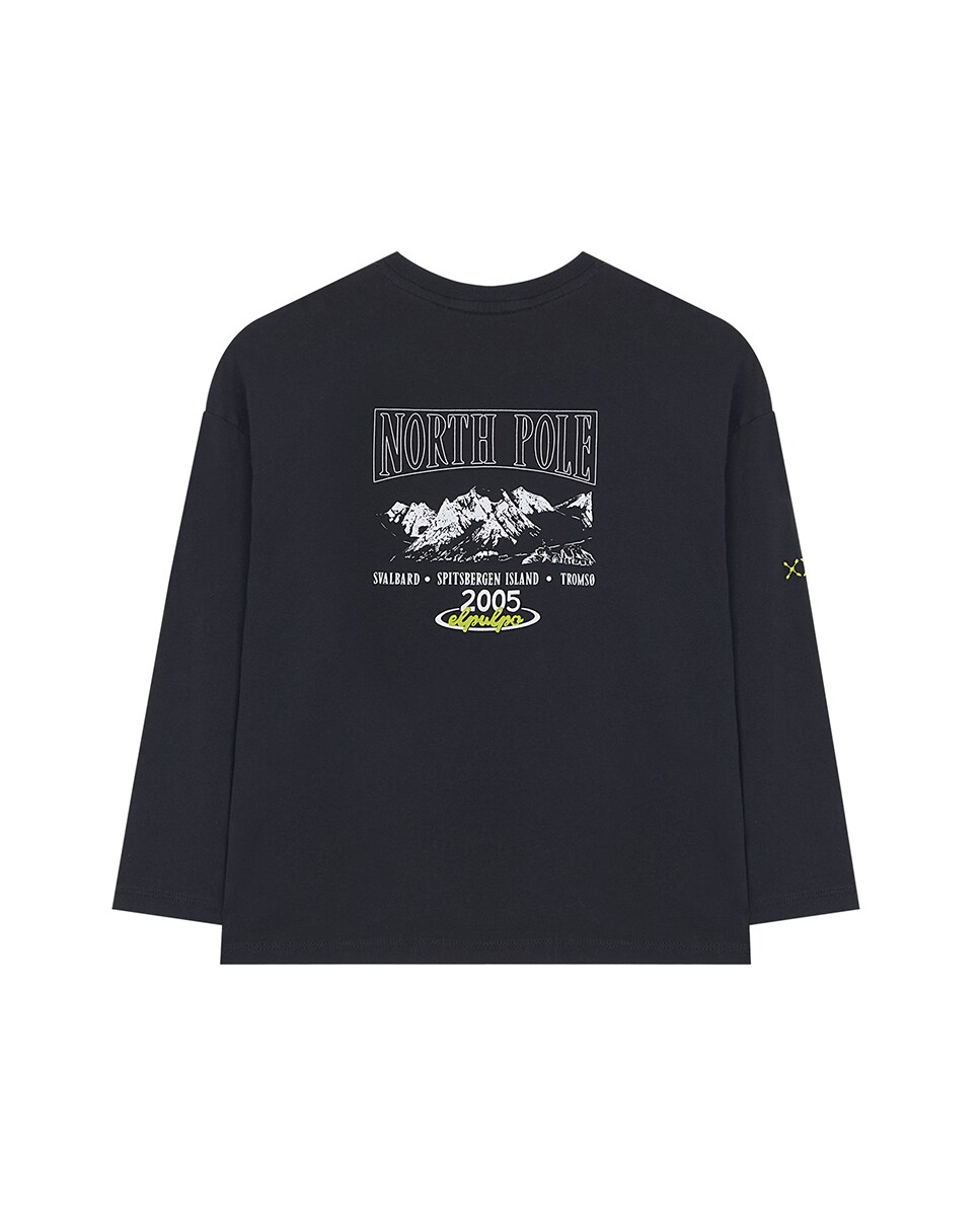 Camisola de Manga Comprida e Decote Redondo Azul-marinho-2