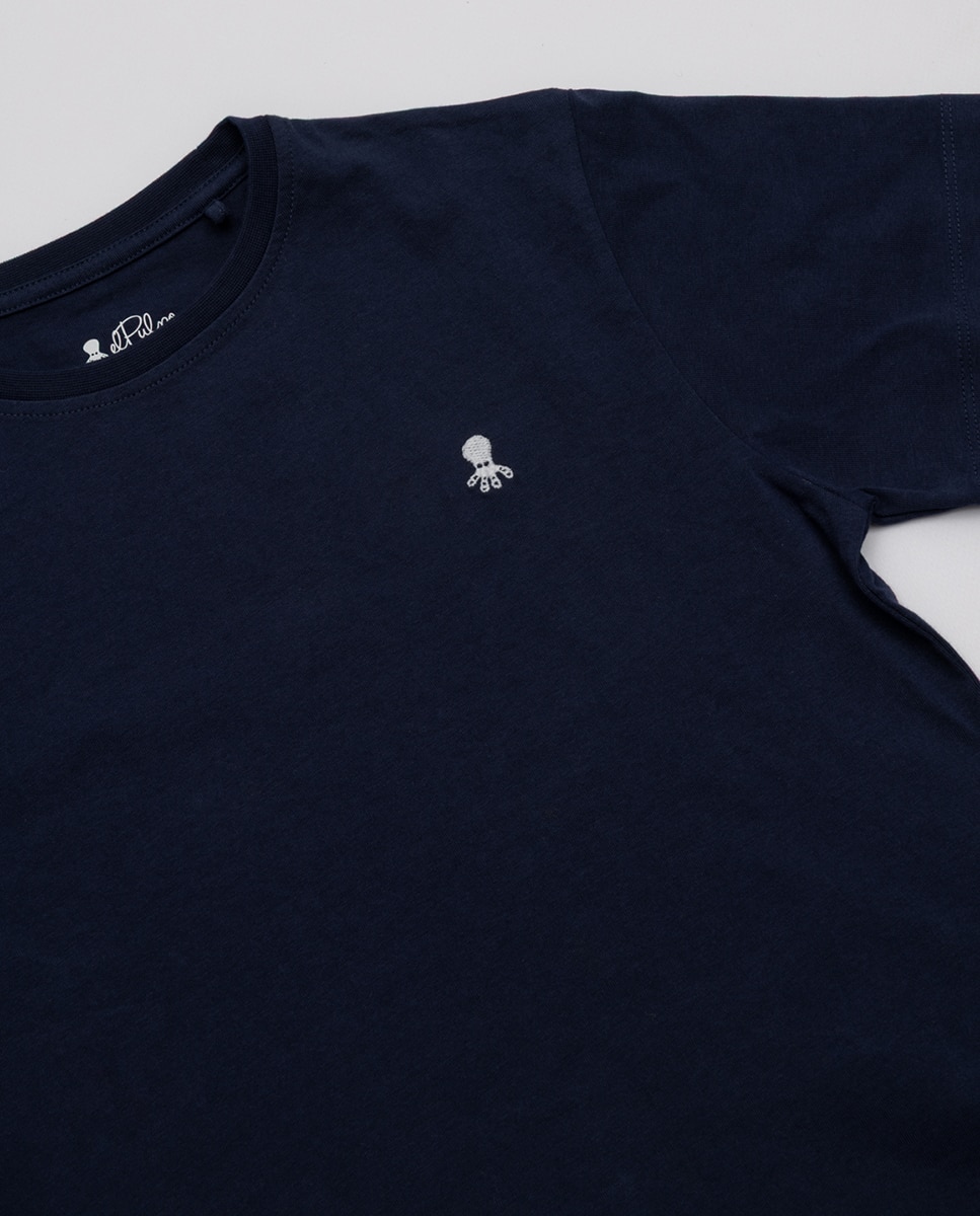 T-shirt de Manga Curta e Decote Redondo Azul-marinho-3