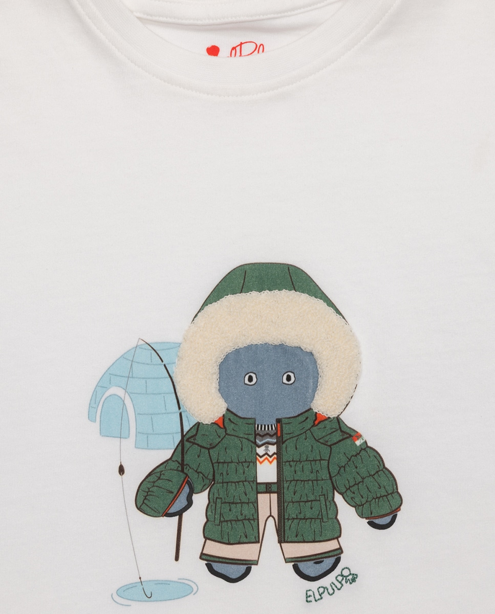 T-shirt de Manga Curta e Decote Redondo Branco-3