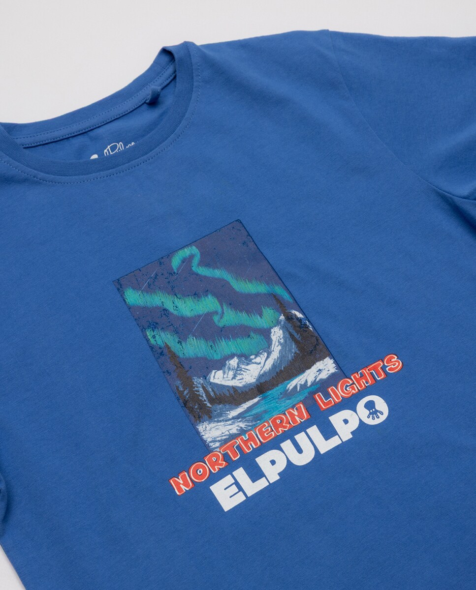 T-shirt de Manga Curta e Decote Redondo Azul-3