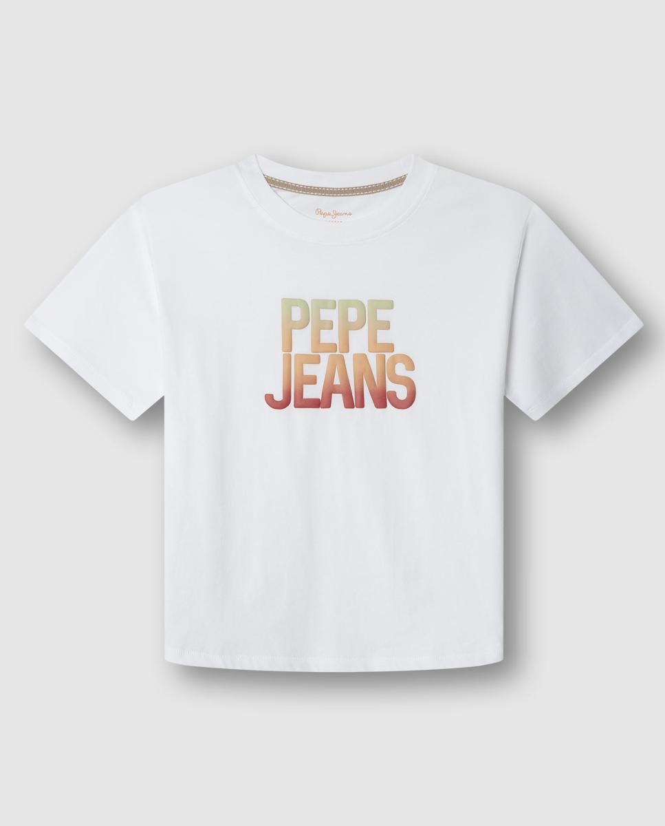 Pepe Jeans Wilbert T-Shirt Bambini E Ragazzi | Bianca | Maniche Corte Con Stampa Centrata - copertina