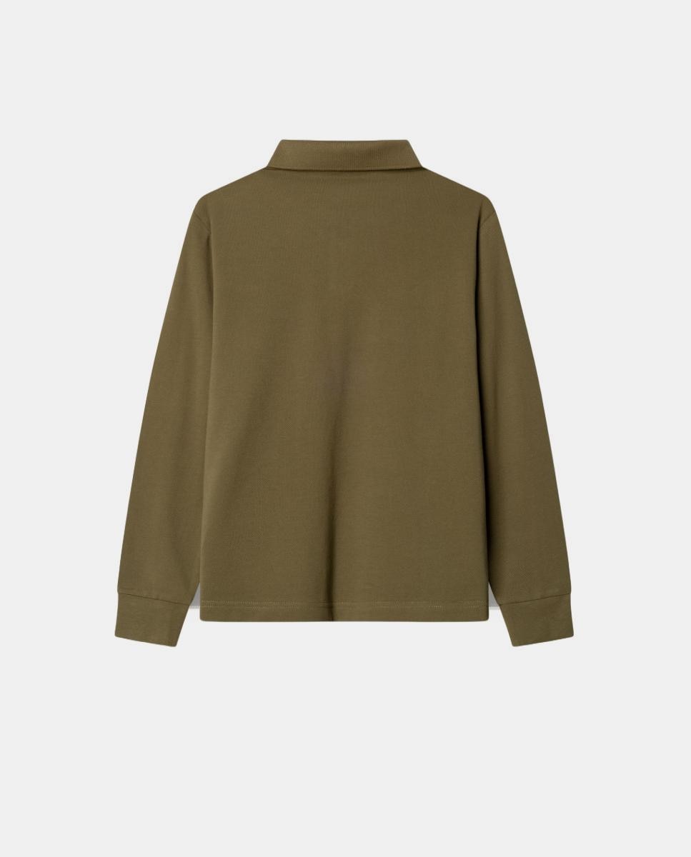 Polo de Manga Comprida com Logótipo Verde-militar-2