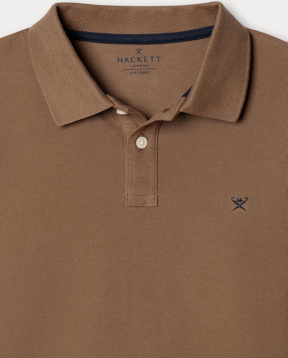 Polo de Manga Comprida com Logótipo Bege-3