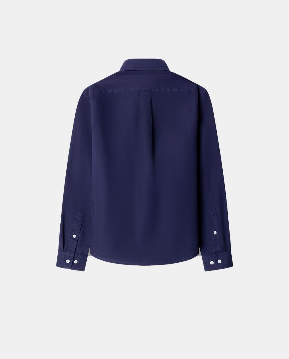 Camisa Oxford com Colarinho com Botão Azul-marinho-2