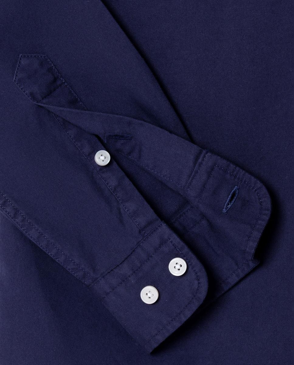 Camisa Oxford com Colarinho com Botão Azul-marinho-4