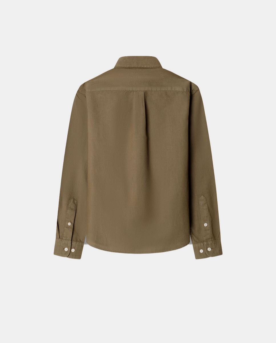Camisa Oxford com Colarinho com Botão Verde-militar-2