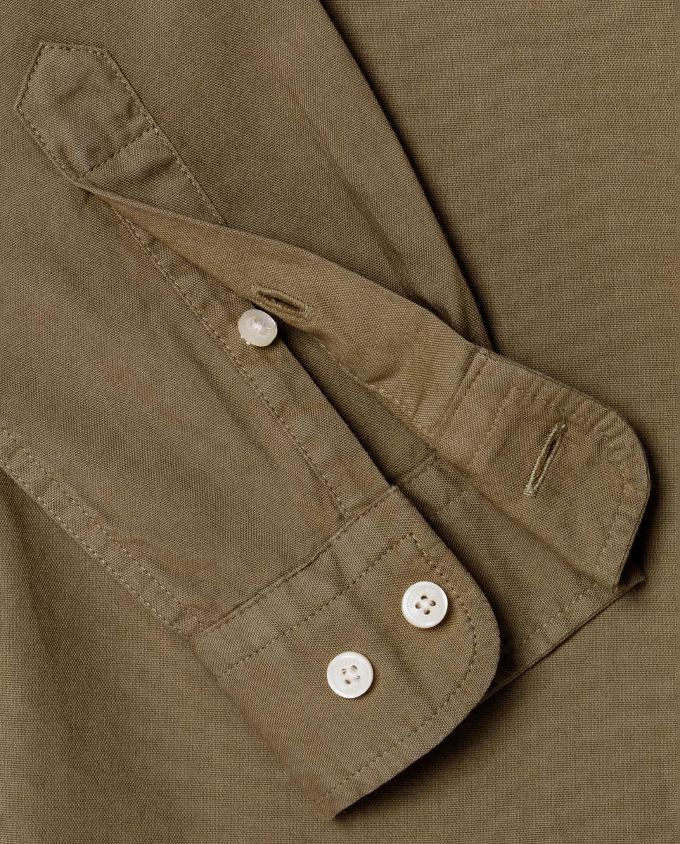 Camisa Oxford com Colarinho com Botão Verde-militar-4