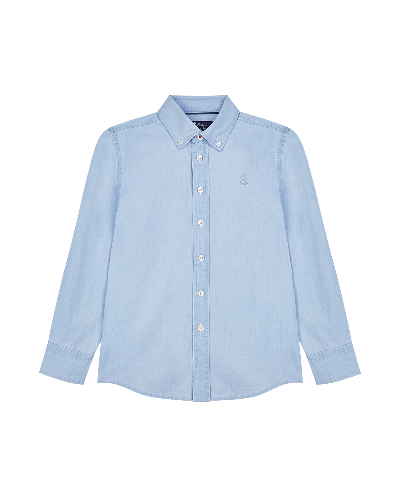 Camisa Lisa com Manga Comprida Azul-claro-1