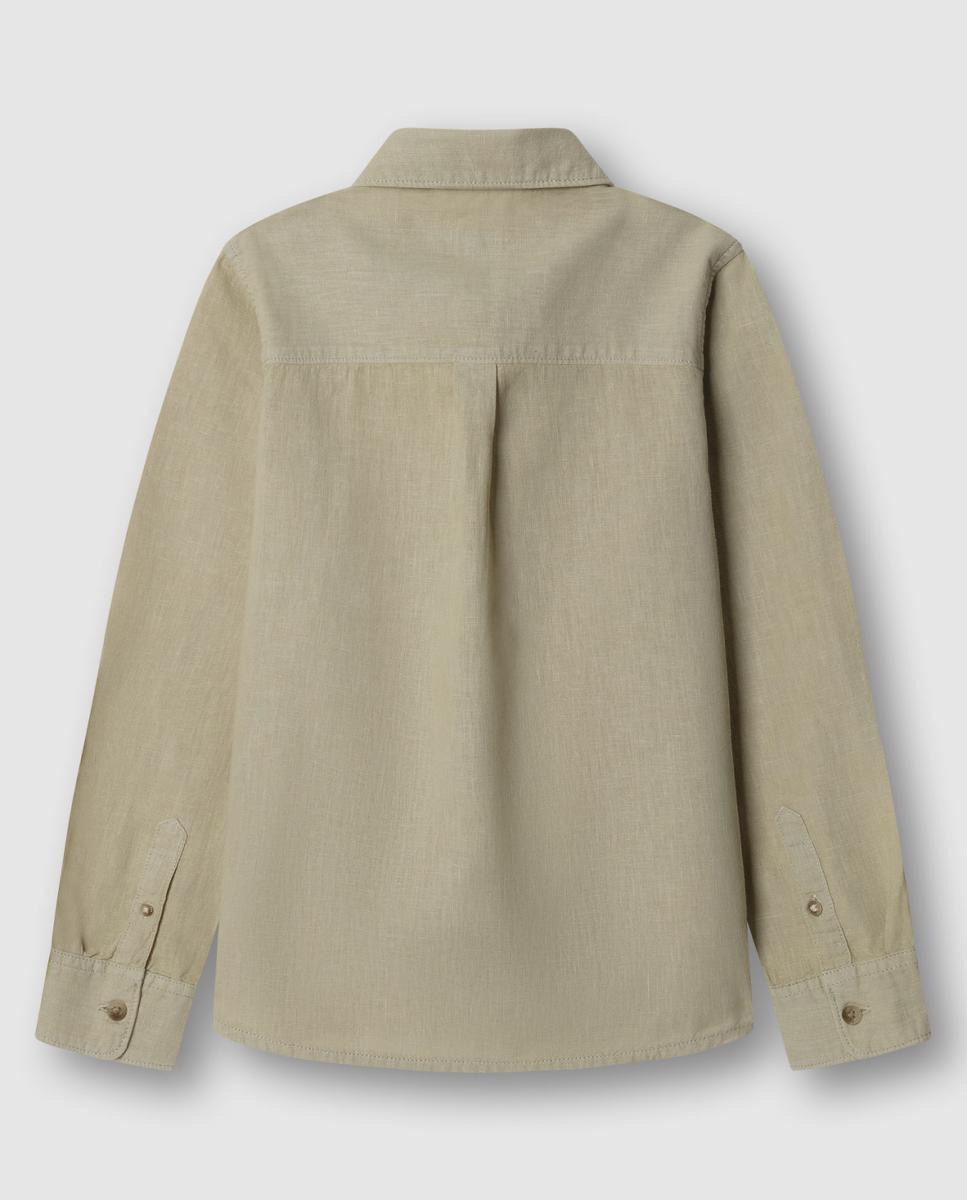 Camisa de lino Daniel de niño - Pepe Jeans - Verde militar Verde militar-2