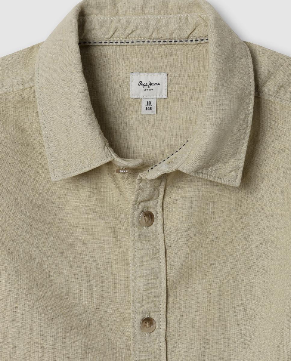 Camisa de lino Daniel de niño - Pepe Jeans - Verde militar Verde militar-3