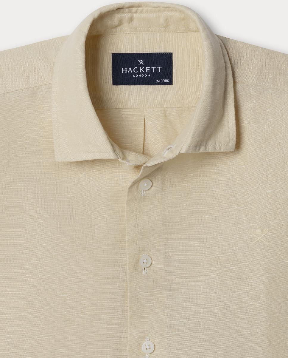 Camisa de Algodão e Linho Hackett Amarelo-3