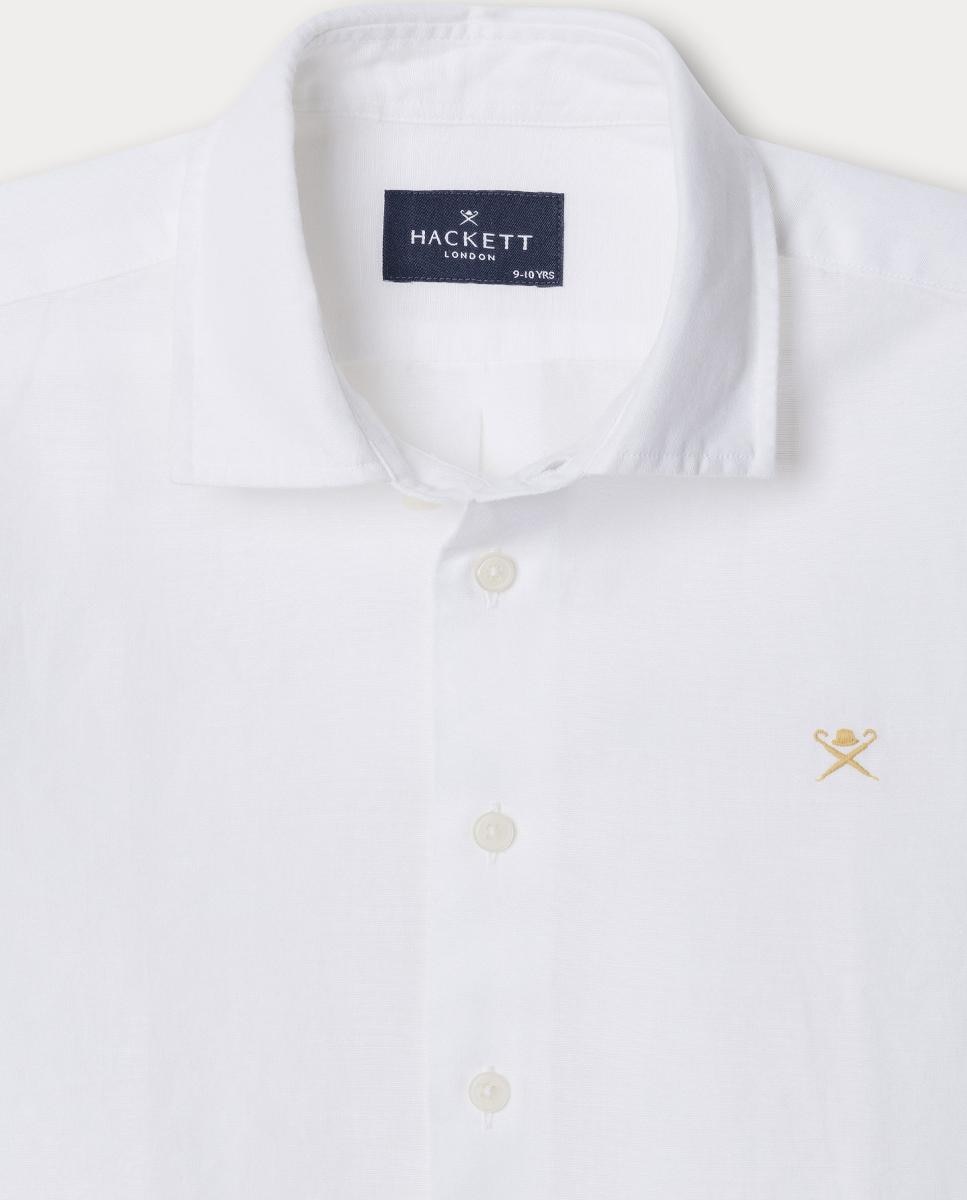 Camisa de Algodão e Linho Branco-3