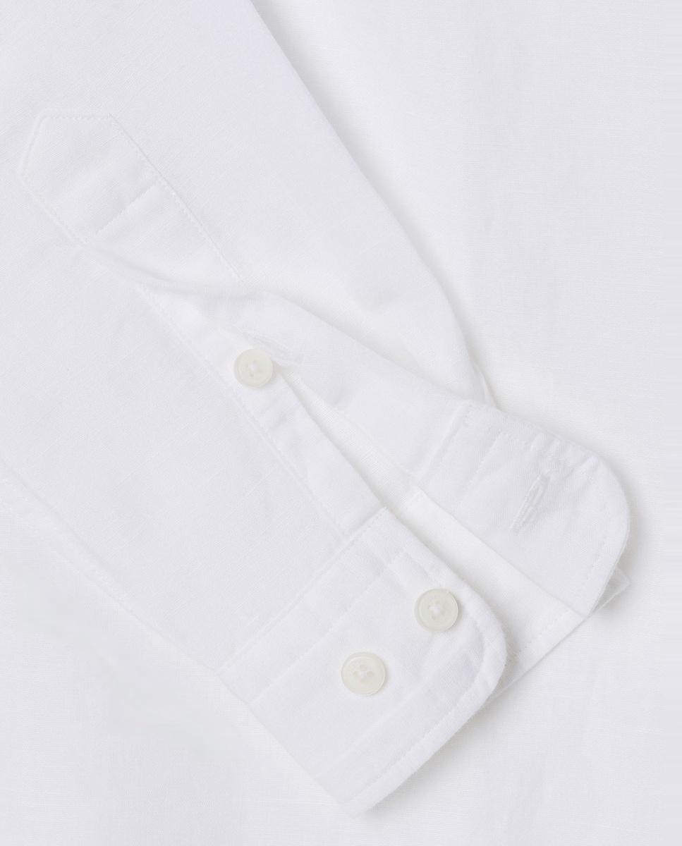 Camisa de Algodão e Linho Branco-4