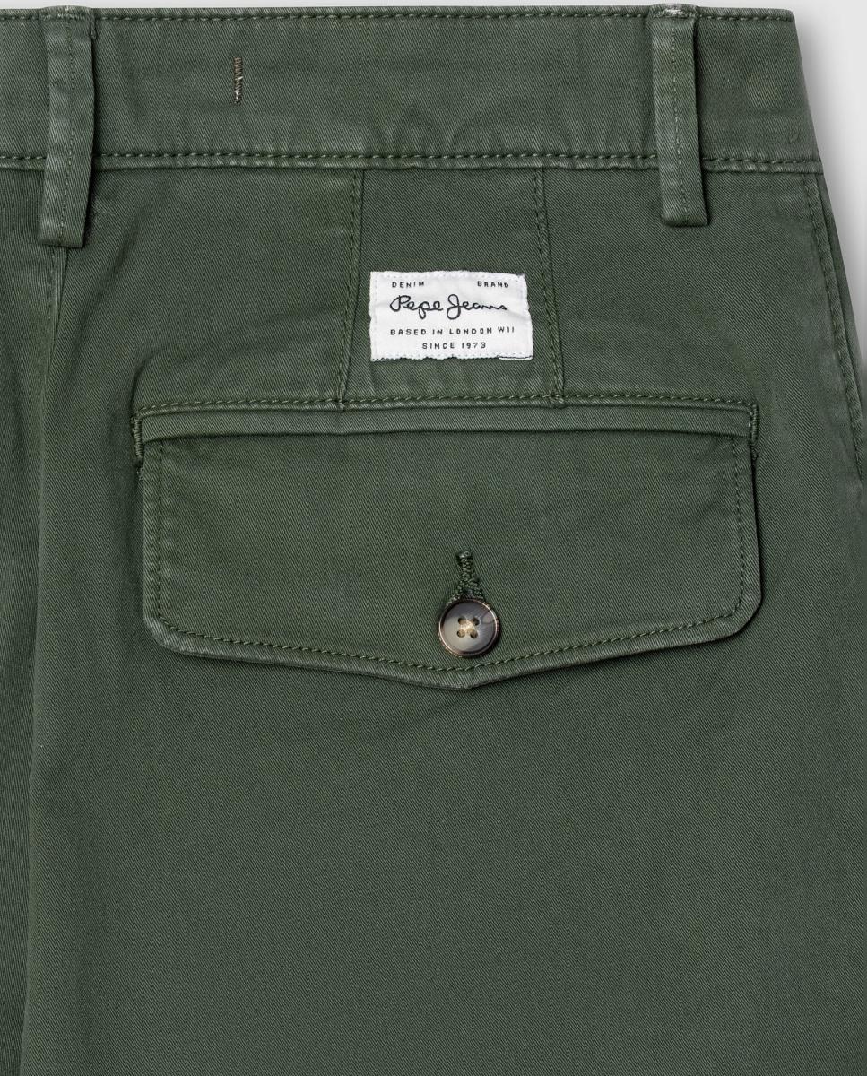 Pantalón chino Vicenzo de niño - Pepe Jeans - Verde militar Verde militar-4