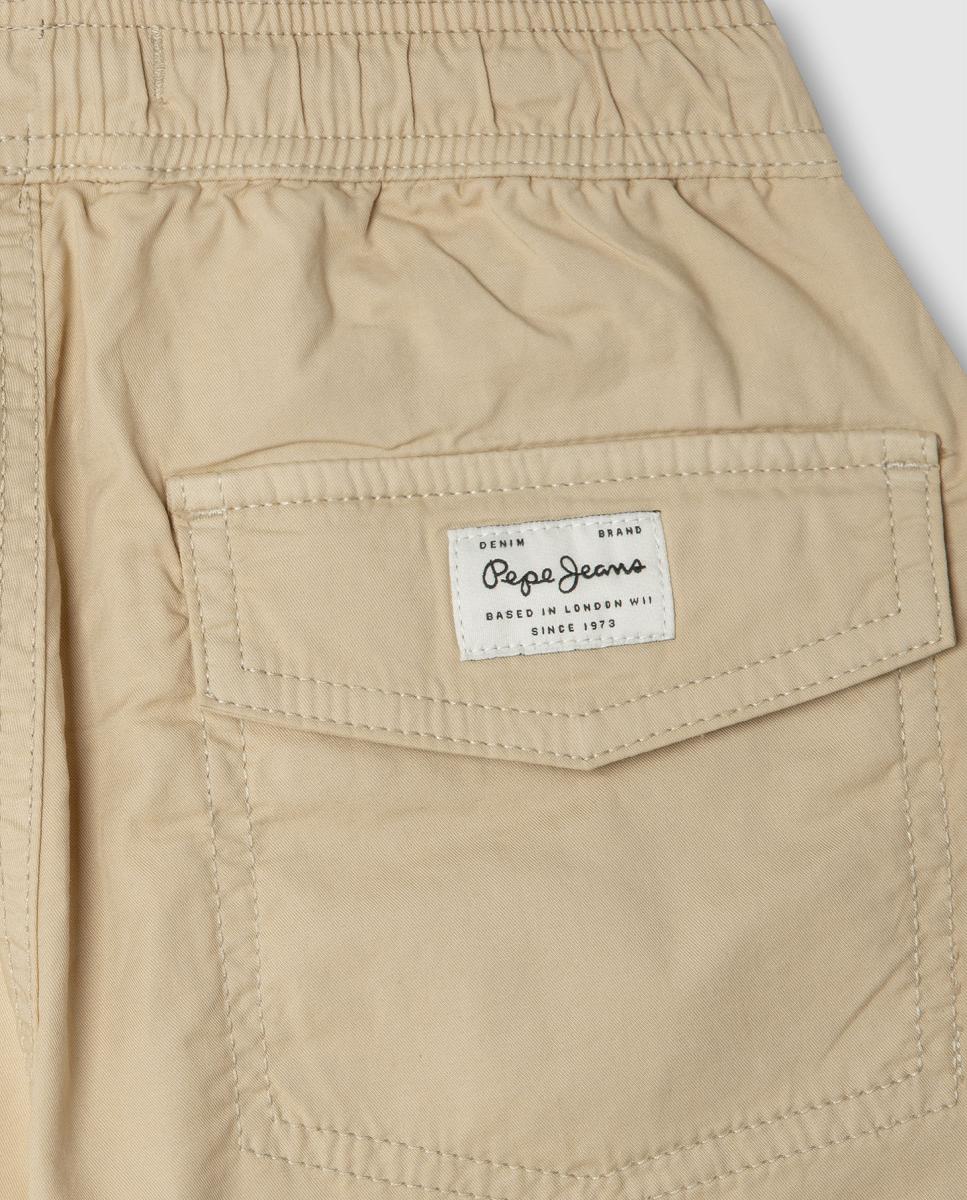 Calças Chino com Fecho de Cordão Ajustável Stephen Pepe Jeans Camel-3