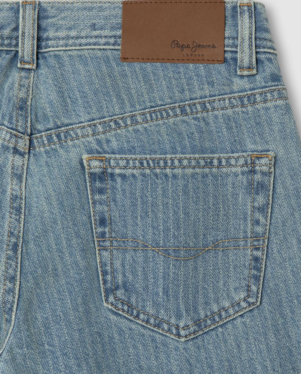 Jeans às Riscas Loose Dan Pepe Jeans Azul-claro-4