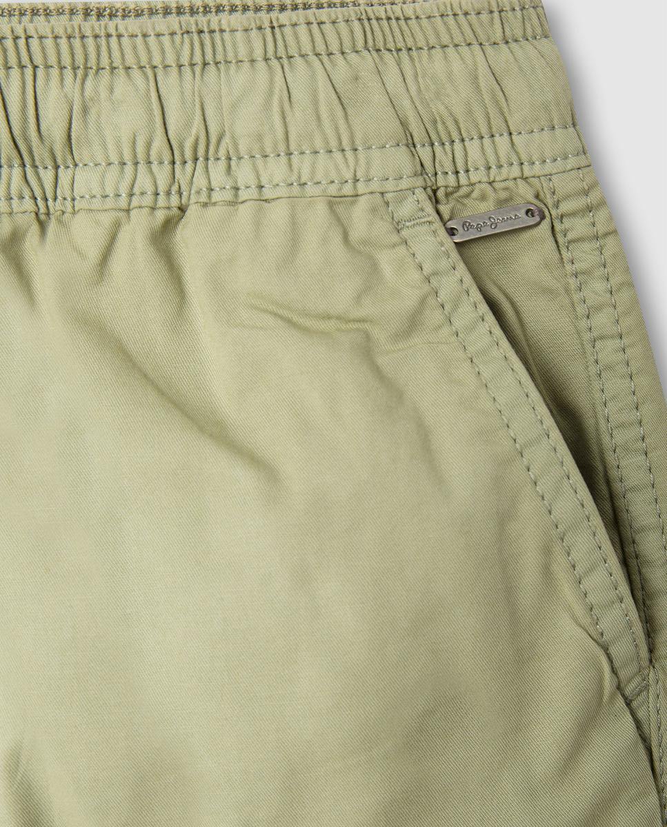 Calças Chino com Cordão Ajustável Stephen Pepe Jeans Verde-militar-3